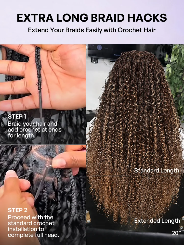 Miracle Knots Colored Crochet Hair Wet and Wavy Highlights | Mix Brown for for Boho Braids | Crochet Weaves | Fulani Braids | Twists Pre-Separated Lightweight Full & Soft Pre-Looped Human Hair Extensions Protective Style-25