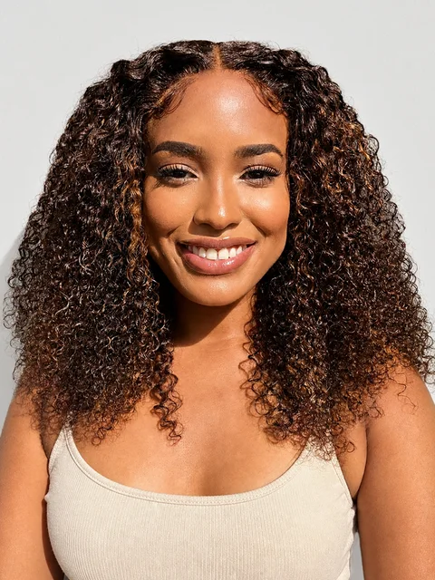 5x5 lace closure wig with kinky curly 180% density, pre-cut lace, and glueless design for natural-looking style